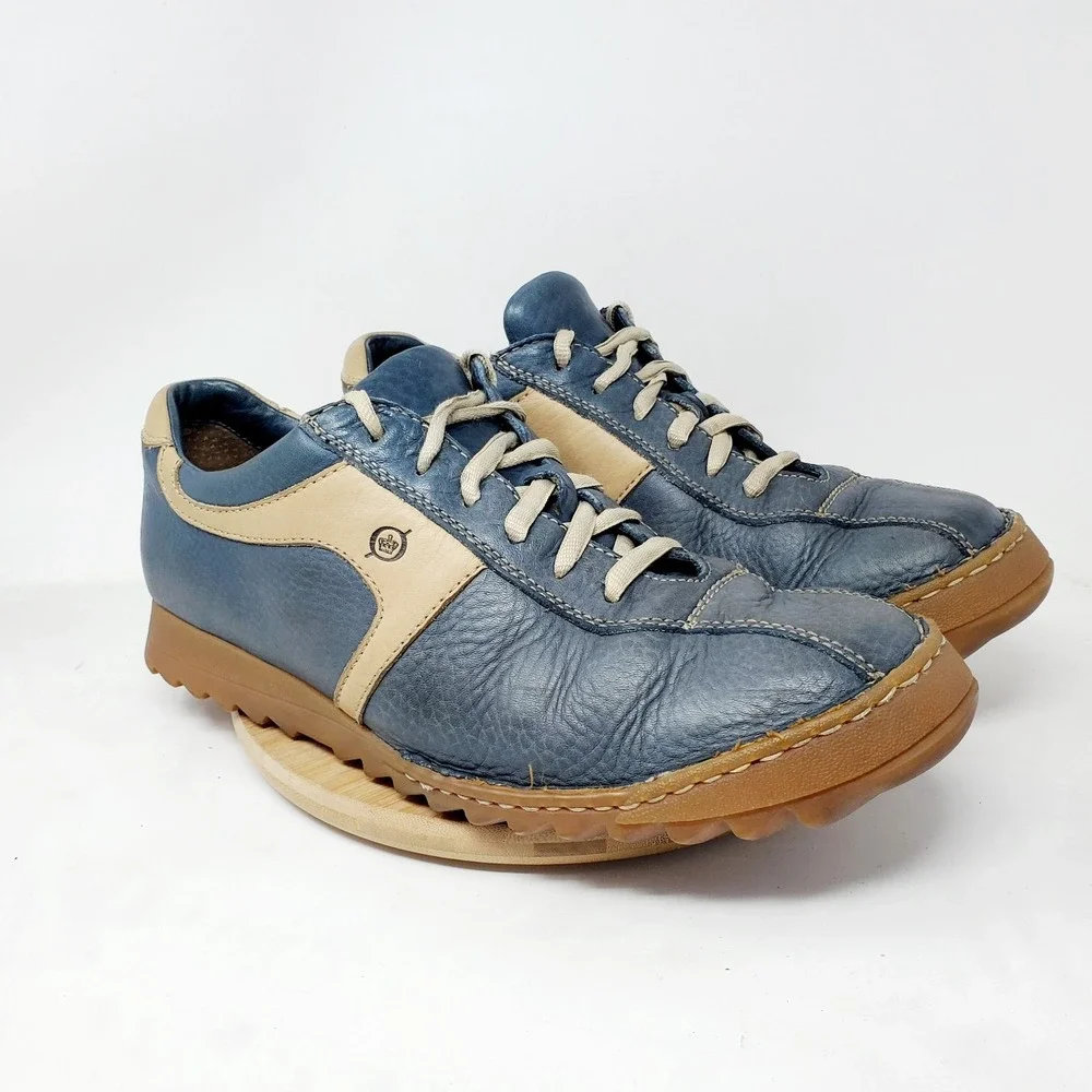 Born Shoes Mens 11 Euro Retro Bowling Distressed Blue Leather Pelotas Sneaker